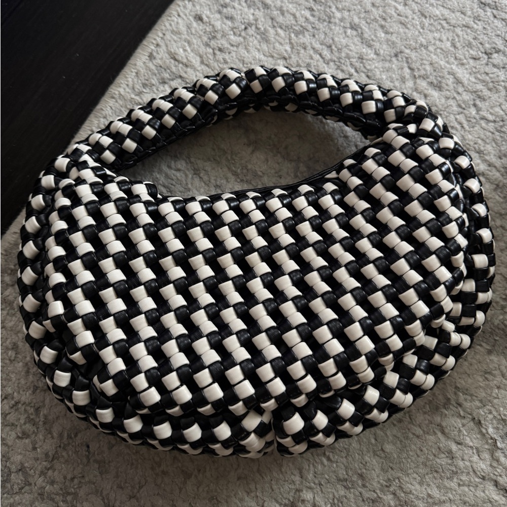 RACHEL ZOE Black and White Woven Handbag
